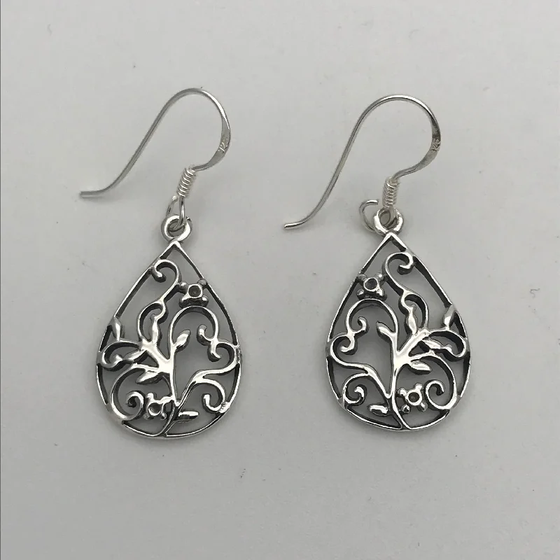 Sterling Silver Filigree Teardrop Earrings