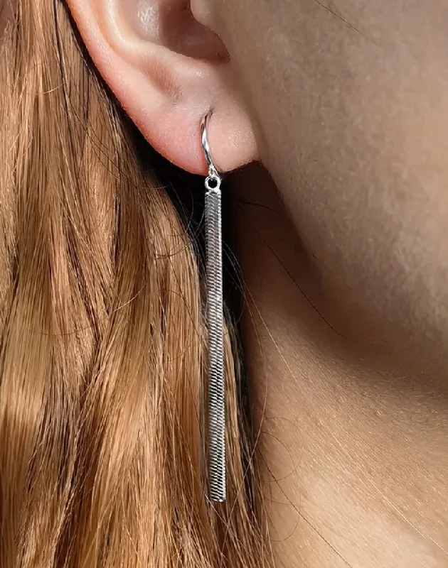 Sterling Silver Flat Snake Circle Drop Earrings