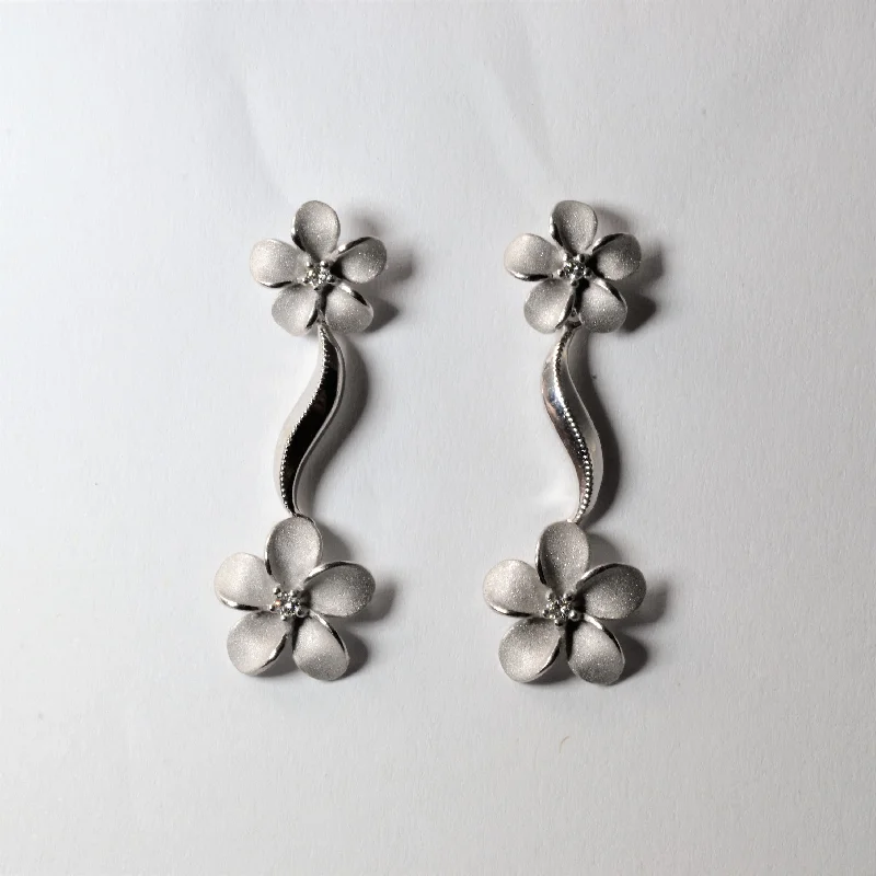 Sparkle Finish Diamond Plumeria Drop Earrings | 0.08ctw |