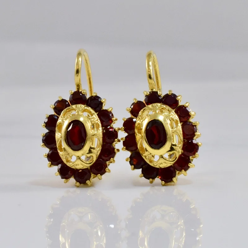 Garnet Latch Drop Earrings