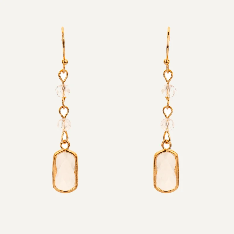 Gold Crystal Drop Earrings In Gold-Tone