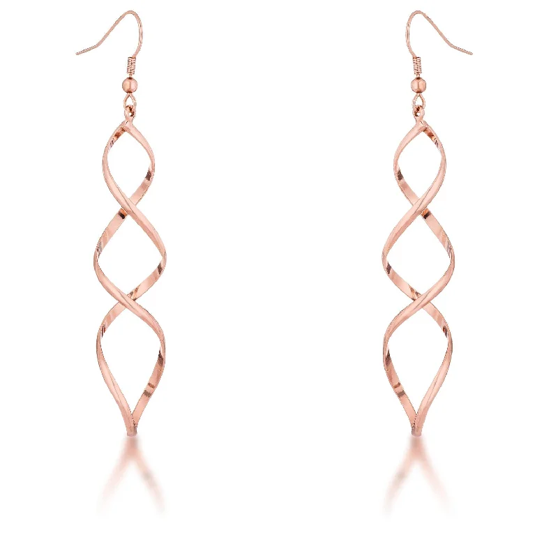 LOVCIA Elegant Rose Gold Spiral Drop Earrings