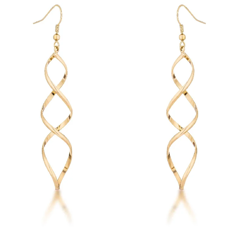 LOVCIA Elegant 18k Gold Plated Twist Drop Earrings