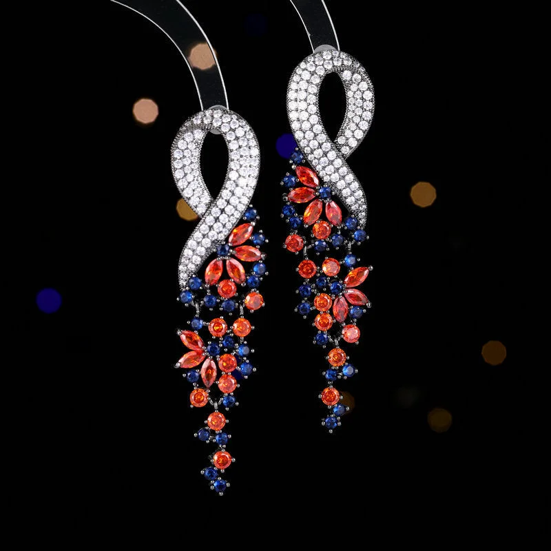 High-end fashion banquet dress matching drop earrings