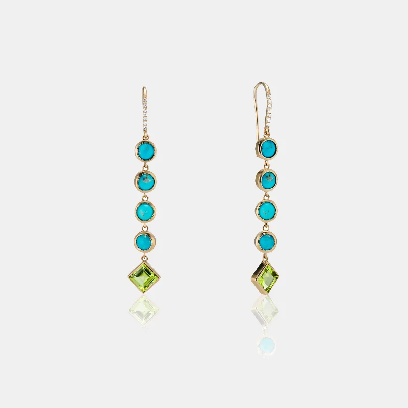 Kingman Turquoise + Peridot Drop Earrings