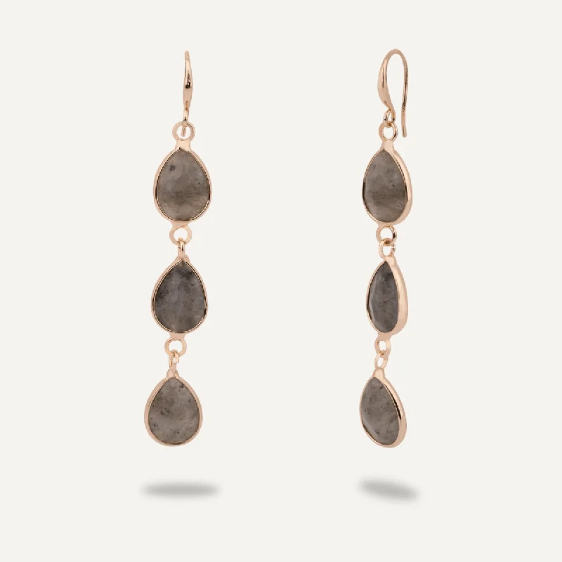 Labradorite Drop Earrings In Gold-Tone