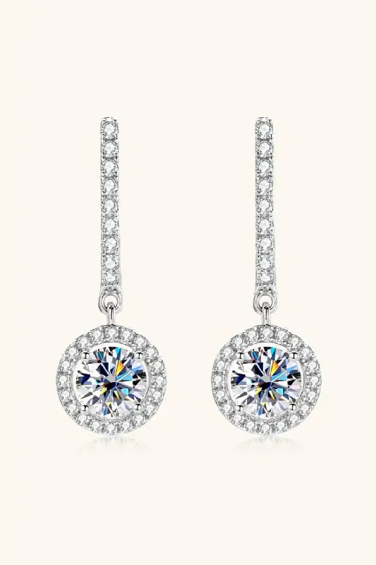 LOVCIA 2 Carat Moissanite 925 Sterling Silver Drop Earrings