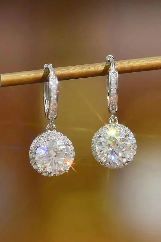 LOVCIA 2 Carat Moissanite Round Drop Earrings