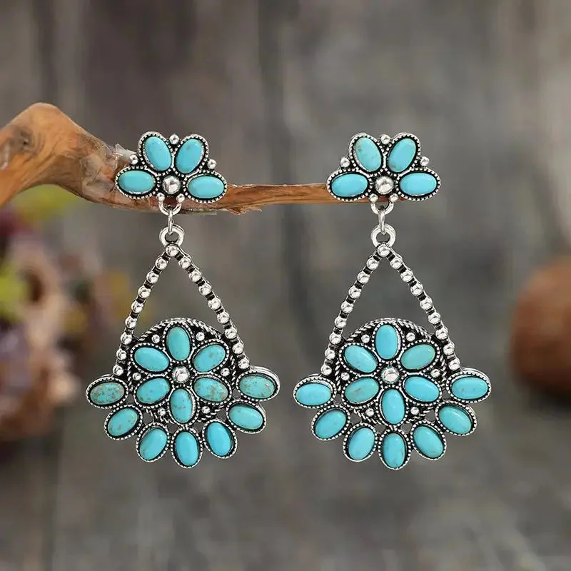 LOVCIA Artificial Turquoise Teardrop Earrings