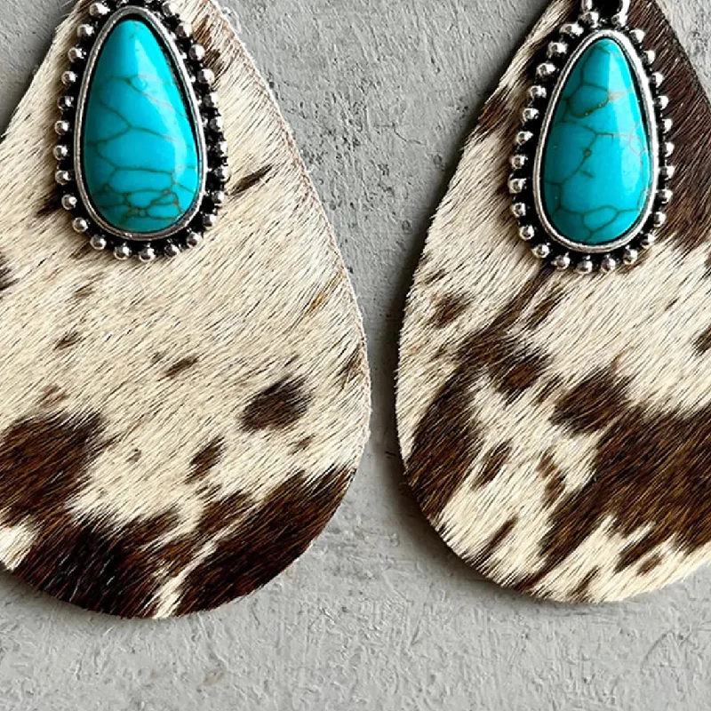 LOVCIA Artificial Turquoise Teardrop Earrings