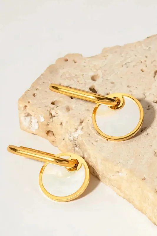 LOVCIA Copper White Mother-Of-Pearl Drop Earrings