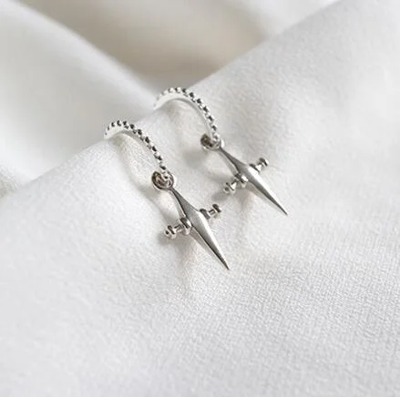 LOVCIA Elegant 925 Sterling Silver Cross Drop Earrings with 18K Gold Plating for Women