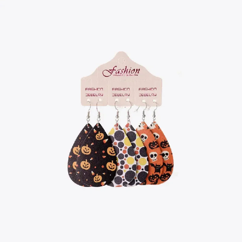 LOVCIA Halloween PU Teardrop Earrings Set