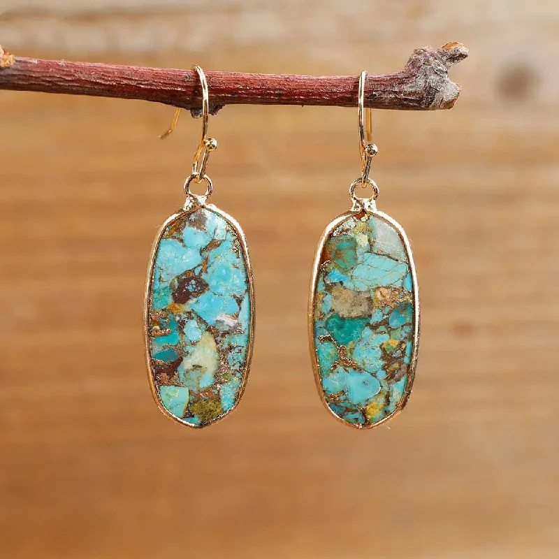 LOVCIA Handcrafted Turquoise Round Drop Earrings for Women