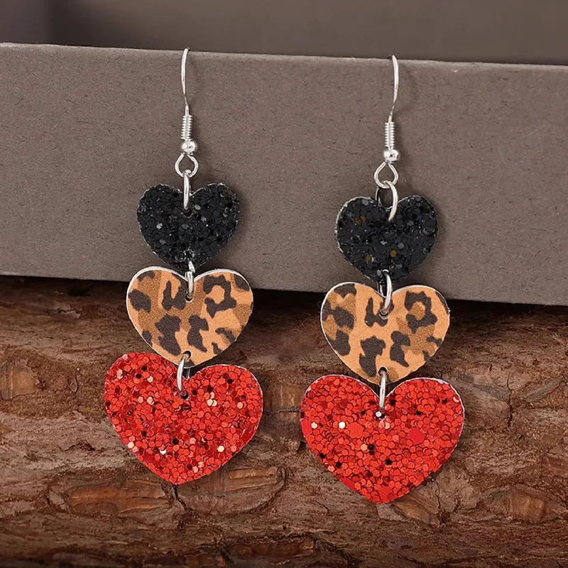 LOVCIA Heart Leather Drop Earrings