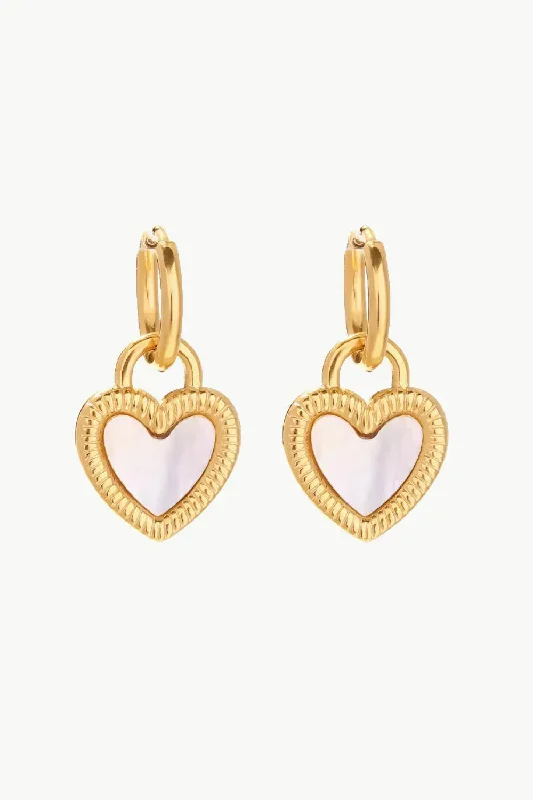 LOVCIA Inlaid Shell Heart Drop Earrings