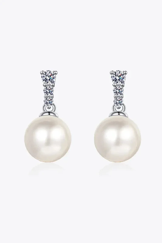 LOVCIA Moissanite Pearl Drop Earrings