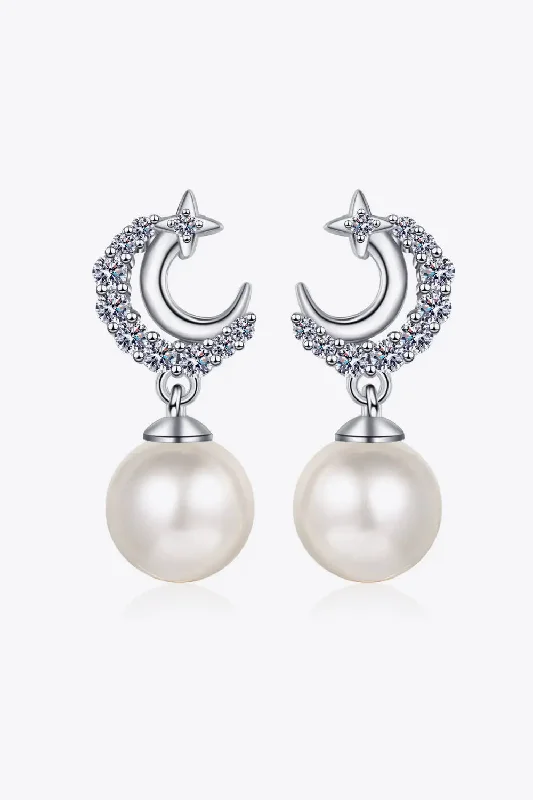 LOVCIA Moissanite Pearl Drop Earrings