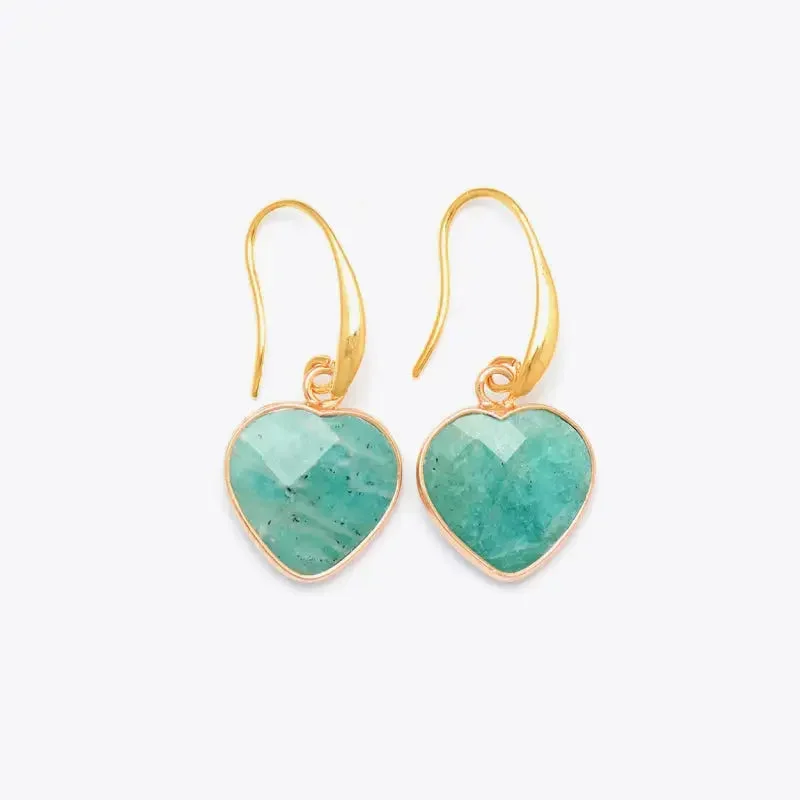 LOVCIA Natural Stone Heart Drop Earrings