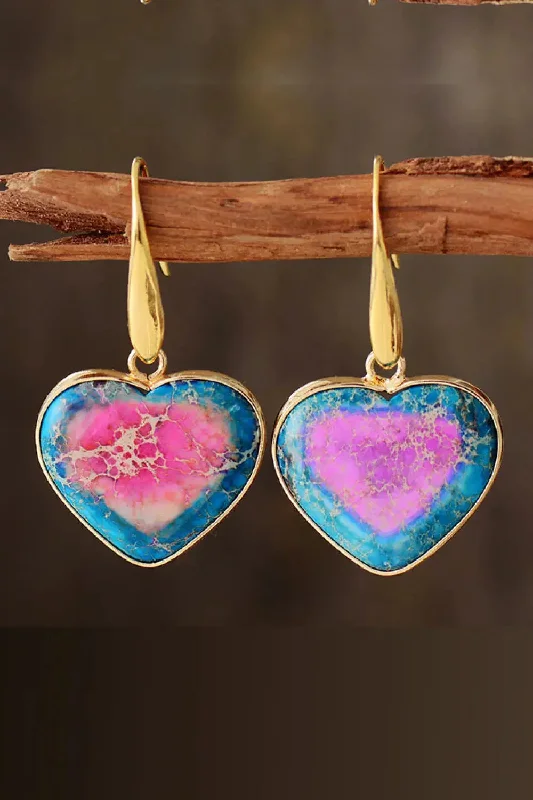 LOVCIA Natural Stone Heart Drop Earrings