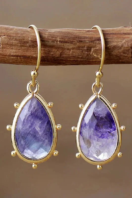 LOVCIA Natural Stone Teardrop Earrings