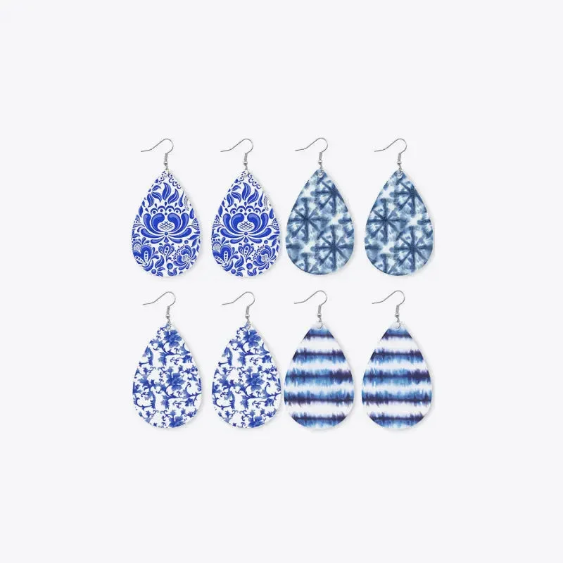 LOVCIA Printed PU Teardrop Earrings