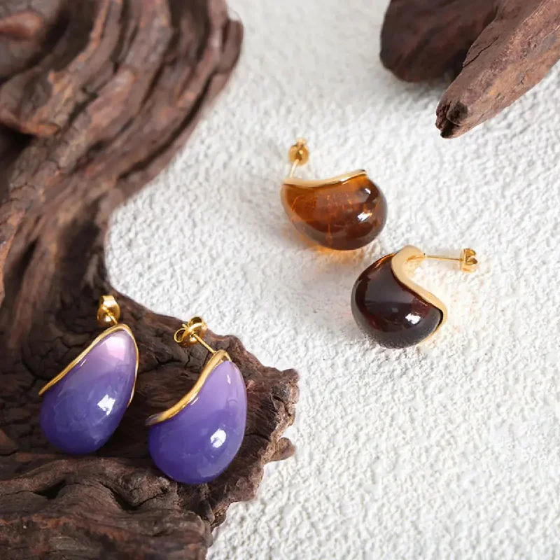 LOVCIA Resin Teardrop Earrings