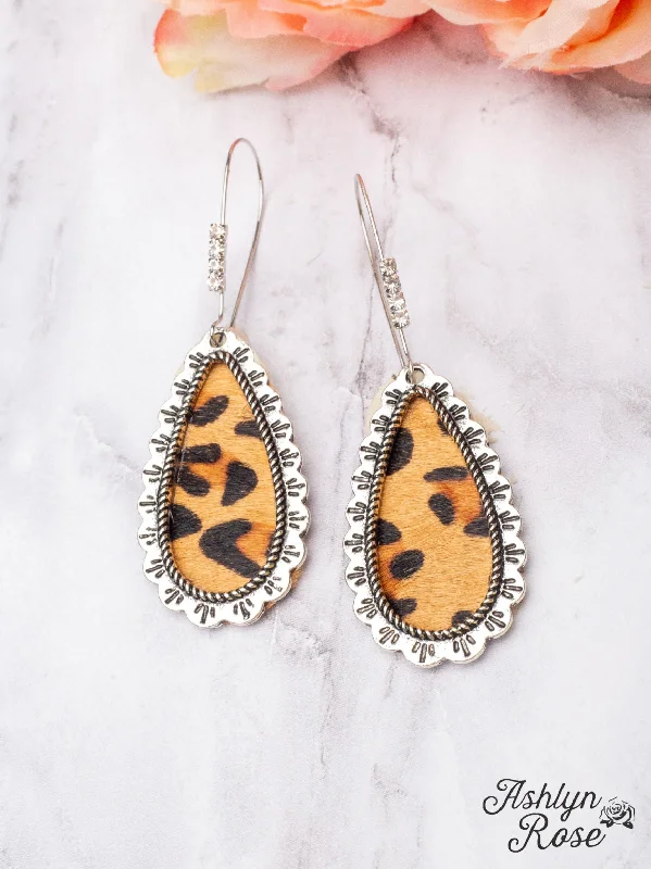 MAKING MEMORIES BROWN LEOPARD TEARDROP EARRINGS