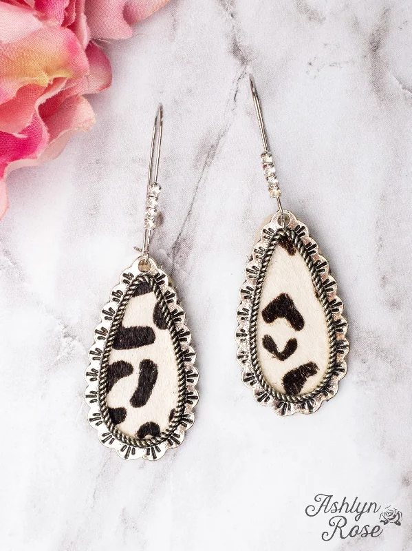 Making Memories White Leopard Teardrop Earrings