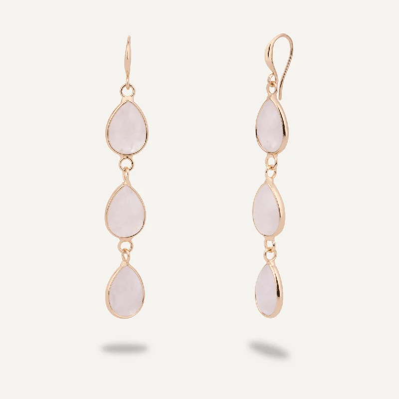 Moonstone Drop Earrings In Gold-Tone