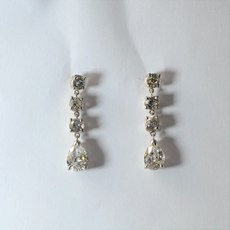 Platinum Diamond Drop Earrings | 2.70ctw |