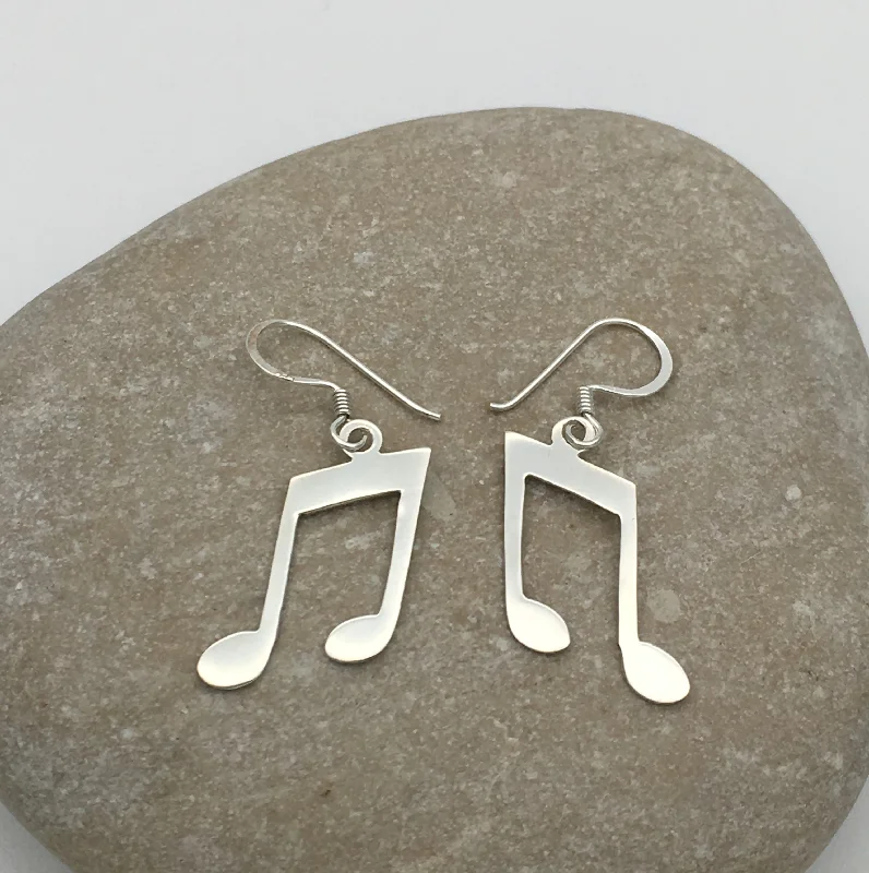 Sterling Silver Musical Notes Drop Earrings