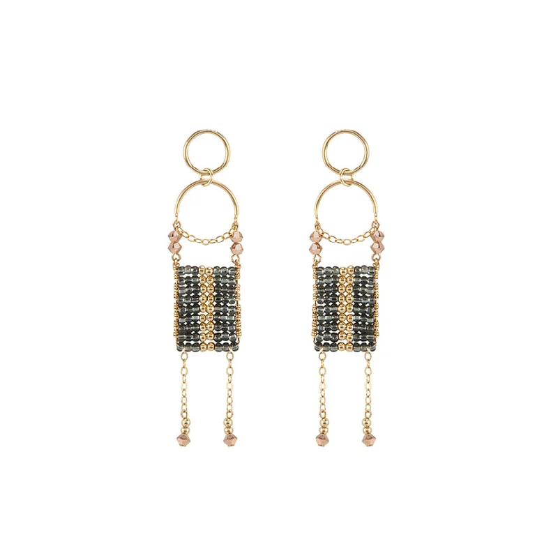 Olakira Pendant Earrings - SHINY GRAPHITE/GOLD