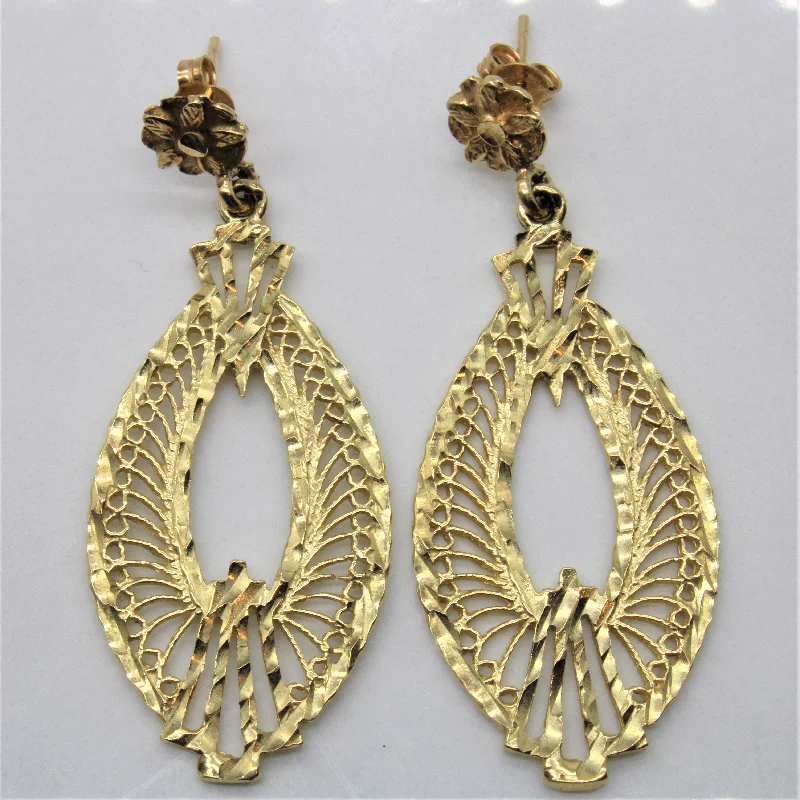 Gold Filigree Drop Earrings |