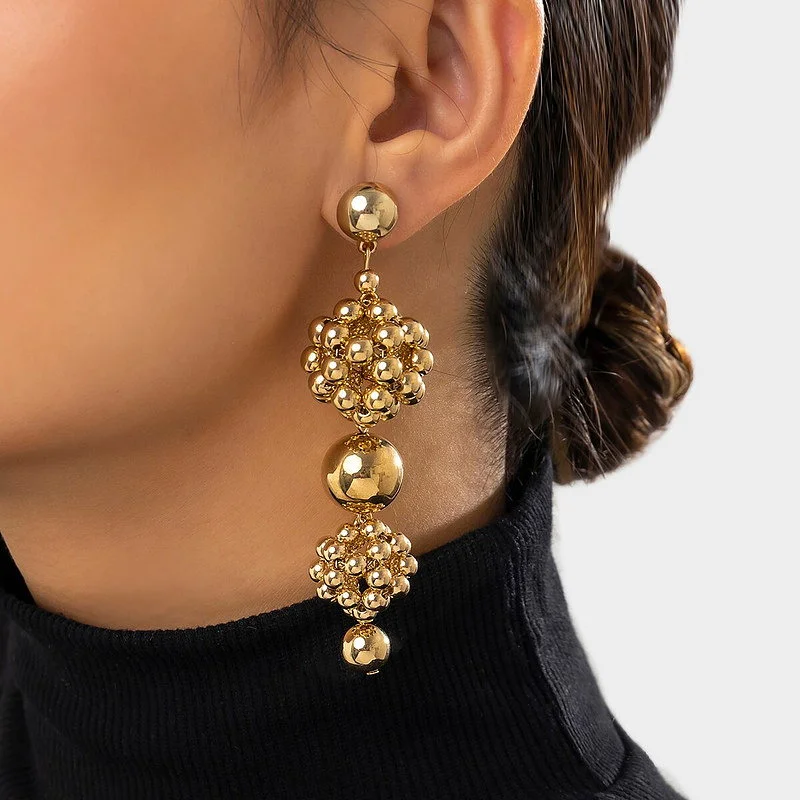 Pearl Beads Long Drop Earrings For Women