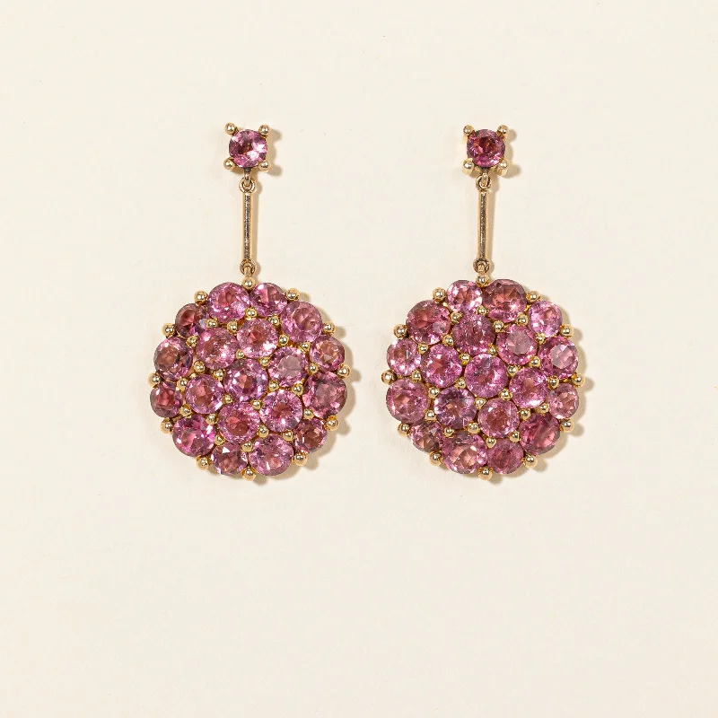 Pink Tourmaline Cluster Drop Earrings | 20.00ctw |