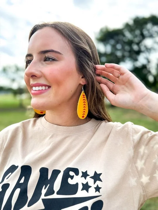 Pitch Please Baseball Teardrop Earrings