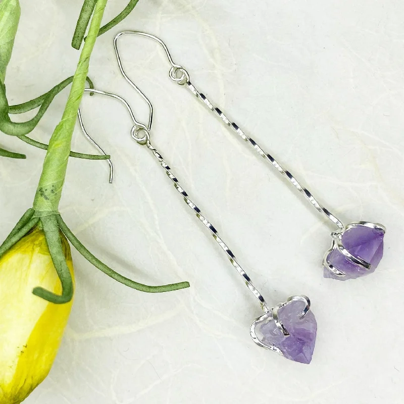 Raw Amethyst Drop Earrings