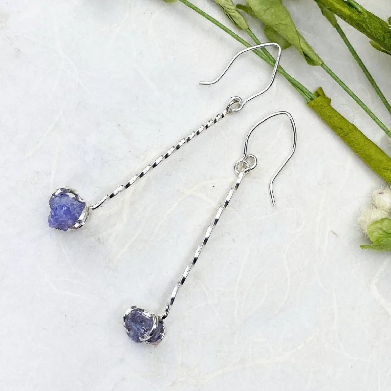 Raw Tanzanite Drop Earrings