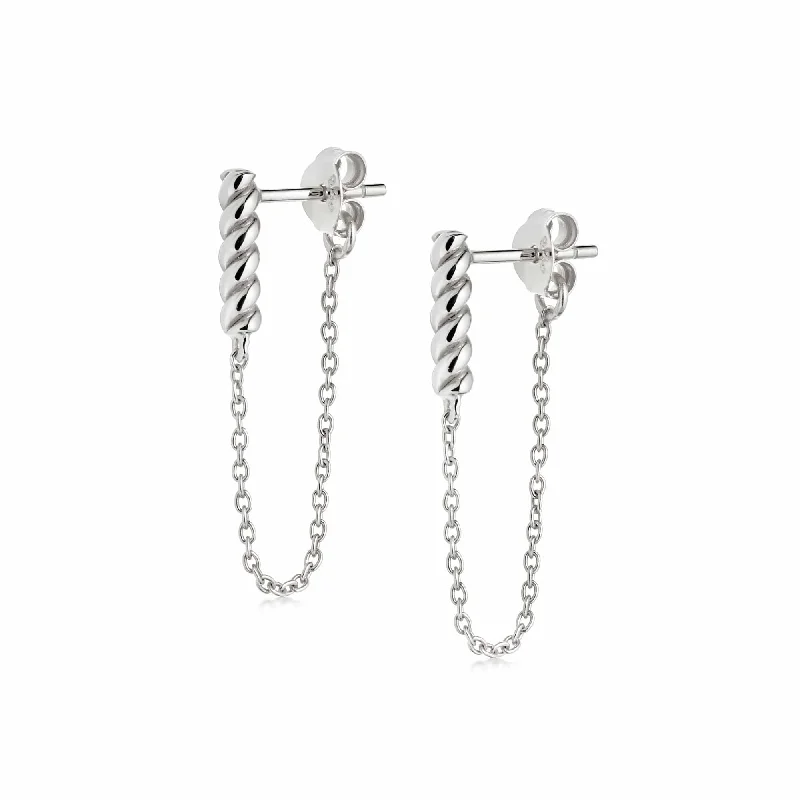 Rope And Chain Drop Earrings Sterling Silver