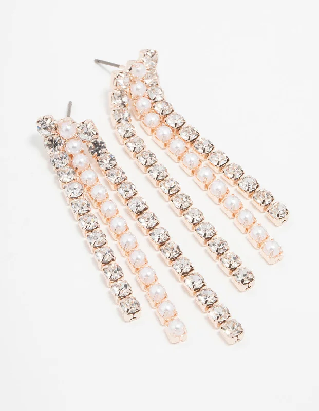 Rose Gold Waterfall Layered Drop Earrings