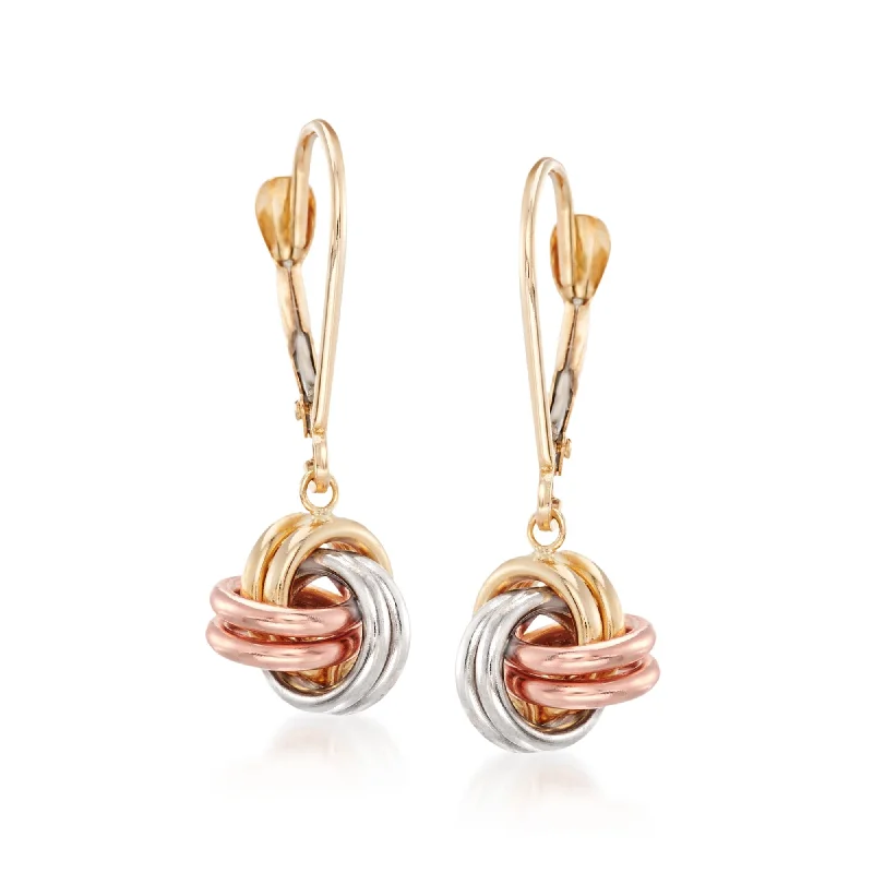 Ross-Simons 14kt Tri-Colored Gold Love Knot Drop Earrings