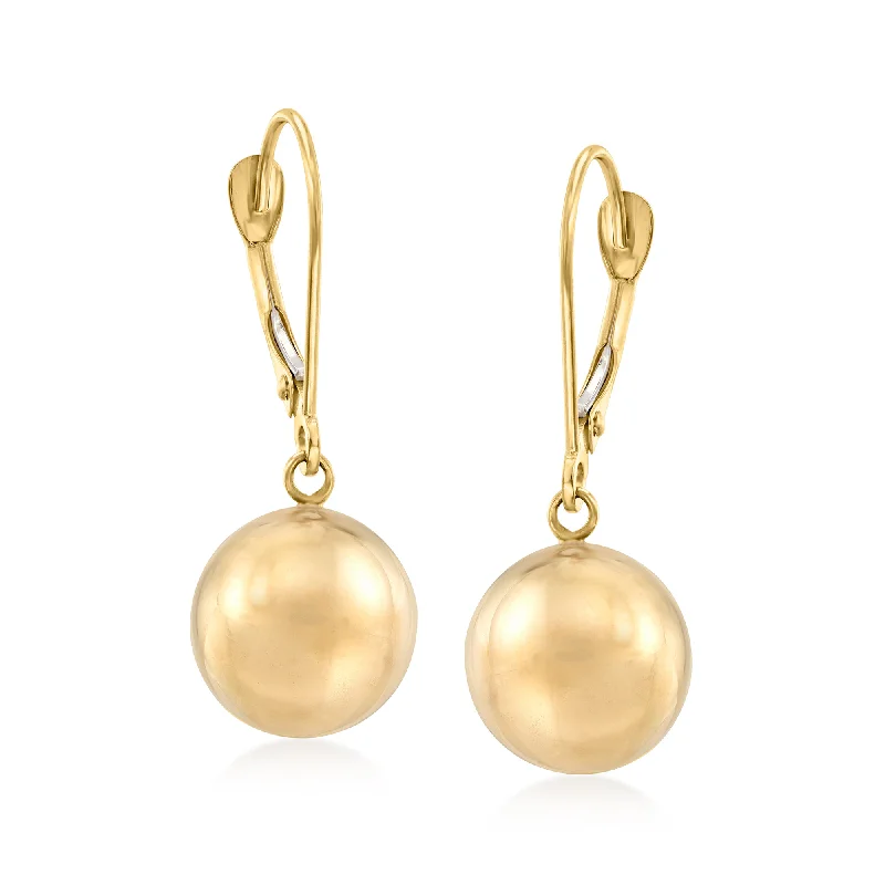 Ross-Simons 14kt Yellow Gold 10mm Bead Drop Earrings