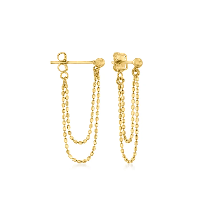 Ross-Simons 14kt Yellow Gold Double-Chain Drop Earrings