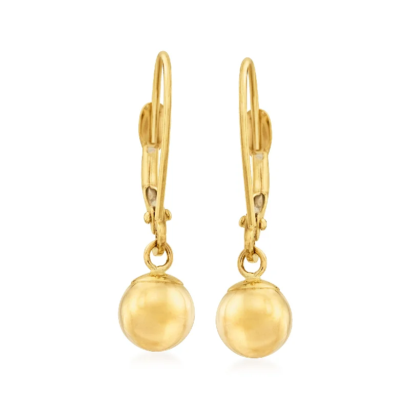 Ross-Simons 6mm 14kt Yellow Gold Shiny Bead Drop Earrings