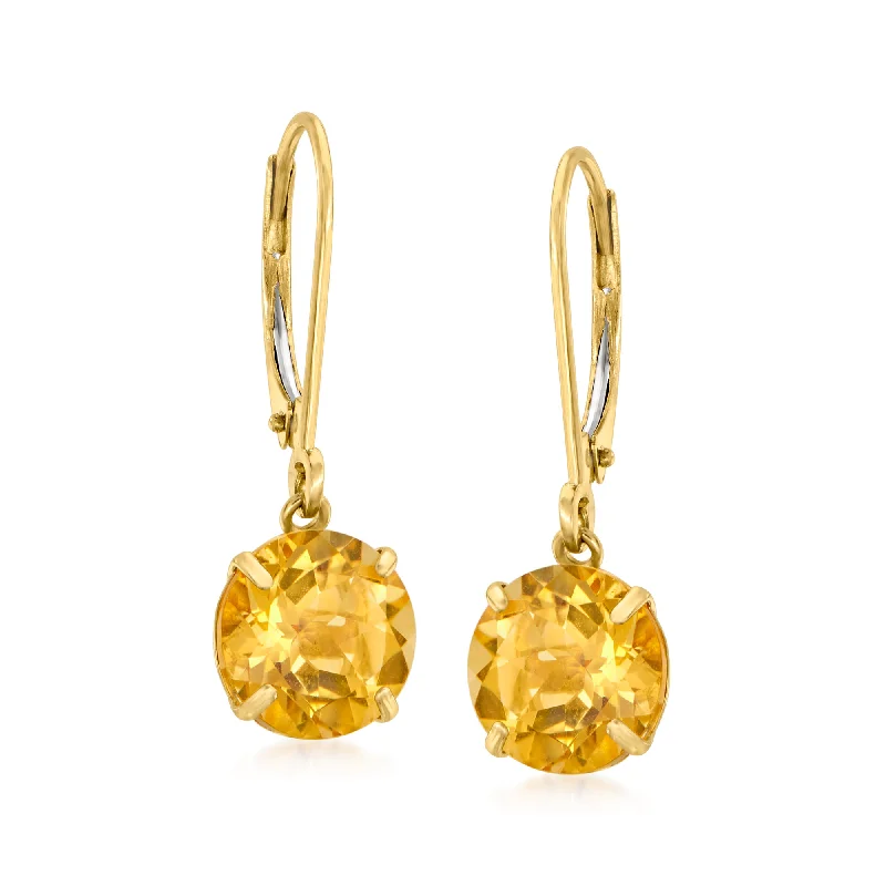 Ross-Simons Citrine Drop Earrings in 14kt Yellow Gold