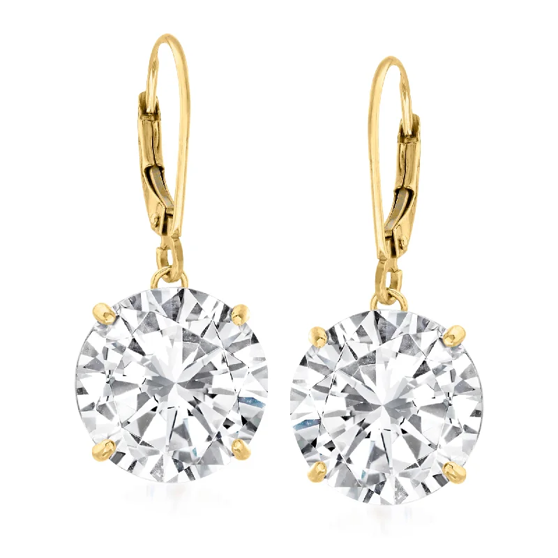 Ross-Simons CZ Drop Earrings in 14kt Yellow Gold