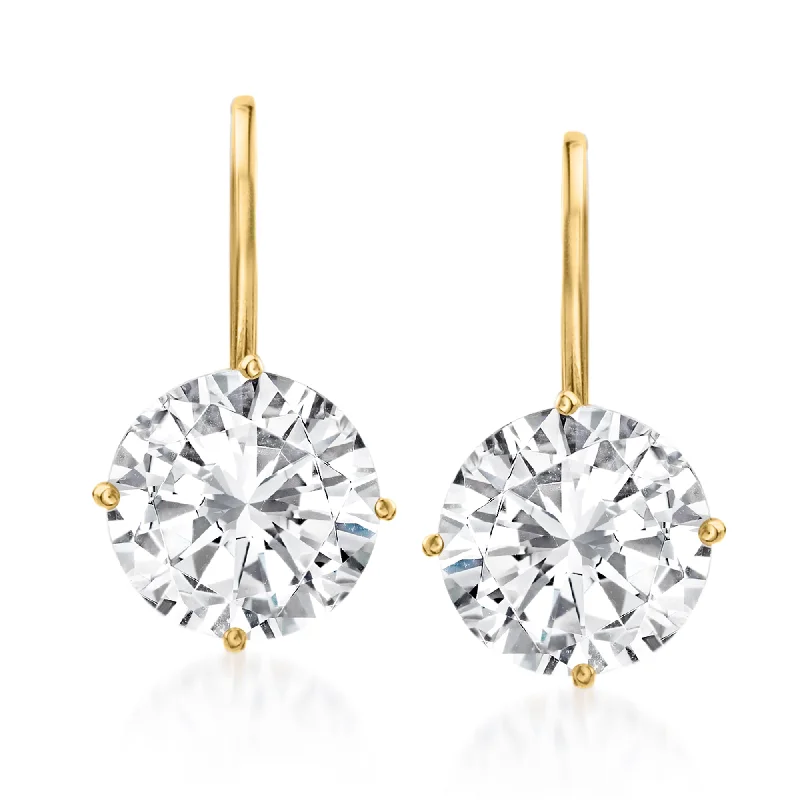 Ross-Simons CZ Drop Earrings in 14kt Yellow Gold