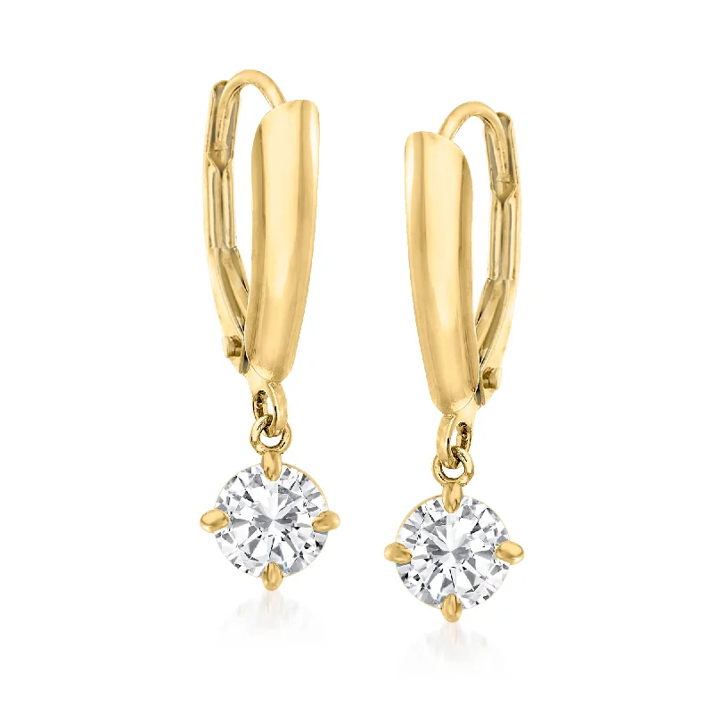 Ross-Simons Diamond Drop Earrings in 14kt Yellow Gold