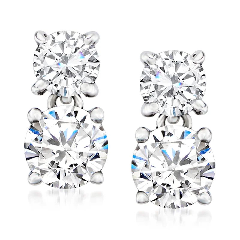 Ross-Simons Diamond Drop Earrings in Platinum